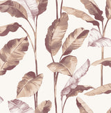 Mauve Banana Leaf Peel & Stick Wallpaper with Botanical Leaves Motif - NuWallpaper NUS4902