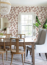 Mauve Banana Leaf Peel & Stick Wallpaper with Botanical Leaves Motif - NuWallpaper NUS4902
