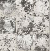 Metal Sheet Charcoal Peel & Stick Wallpaper with Industrial Metallic Tile Motif - NuWallpaper NUS4905