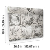 Metal Sheet Charcoal Peel & Stick Wallpaper with Industrial Metallic Tile Motif - NuWallpaper NUS4905