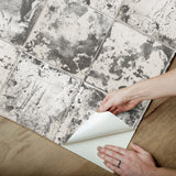 Metal Sheet Charcoal Peel & Stick Wallpaper with Industrial Metallic Tile Motif - NuWallpaper NUS4905