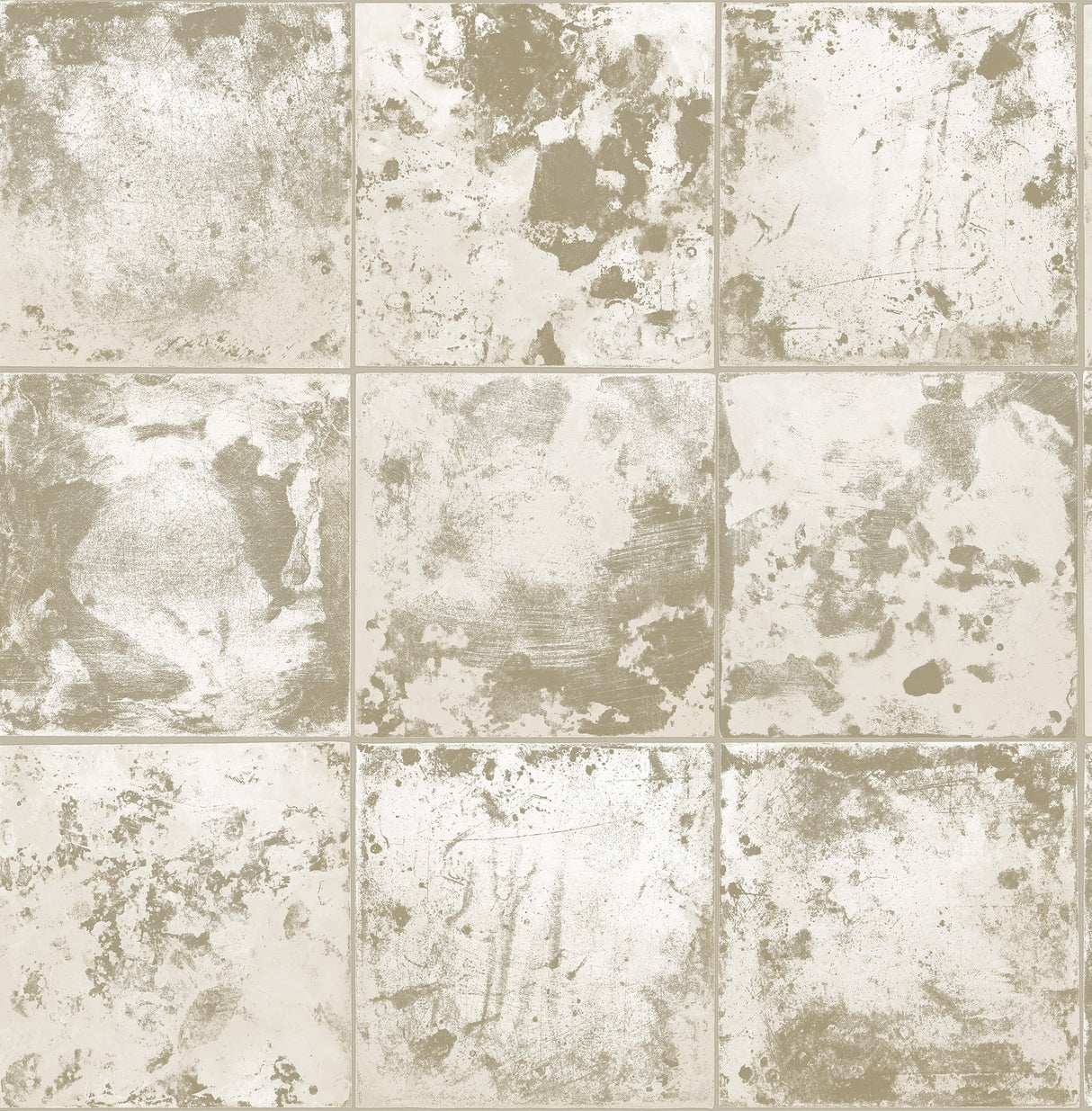 Metal Sheet Silver Peel & Stick Wallpaper with Distressed Tin-Tile Industrial Pattern - NuWallpaper NUS4906