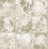 Metal Sheet Silver Peel & Stick Wallpaper with Distressed Tin-Tile Industrial Pattern - NuWallpaper NUS4906