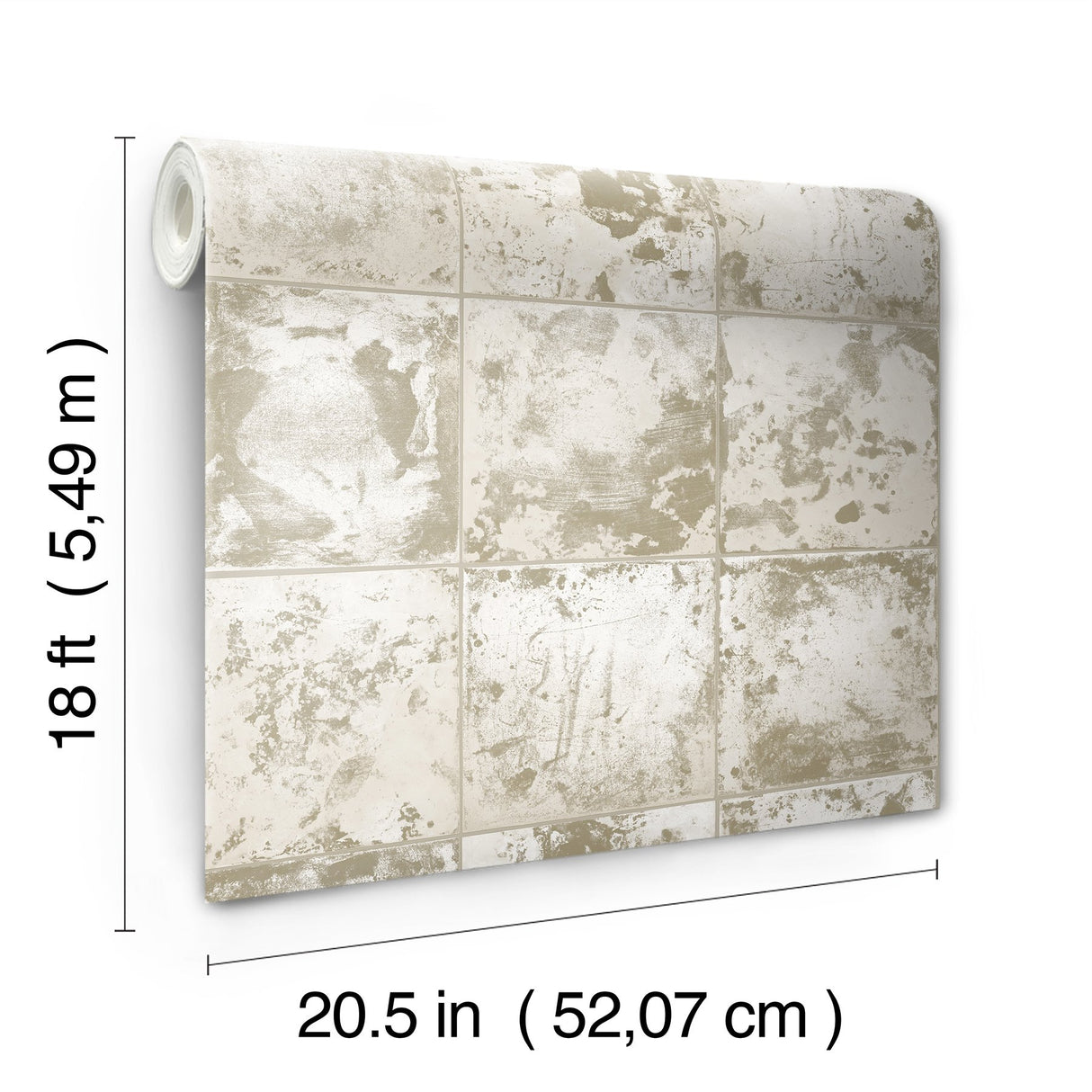 Metal Sheet Silver Peel & Stick Wallpaper with Distressed Tin-Tile Industrial Pattern - NuWallpaper NUS4906