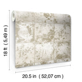 Metal Sheet Silver Peel & Stick Wallpaper with Distressed Tin-Tile Industrial Pattern - NuWallpaper NUS4906