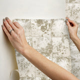 Metal Sheet Silver Peel & Stick Wallpaper with Distressed Tin-Tile Industrial Pattern - NuWallpaper NUS4906