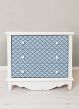 Deco Wave Blue Peel & Stick Wallpaper with Art Deco Scallop Geometric Pattern, Retro Style - NuWallpaper NUS4908