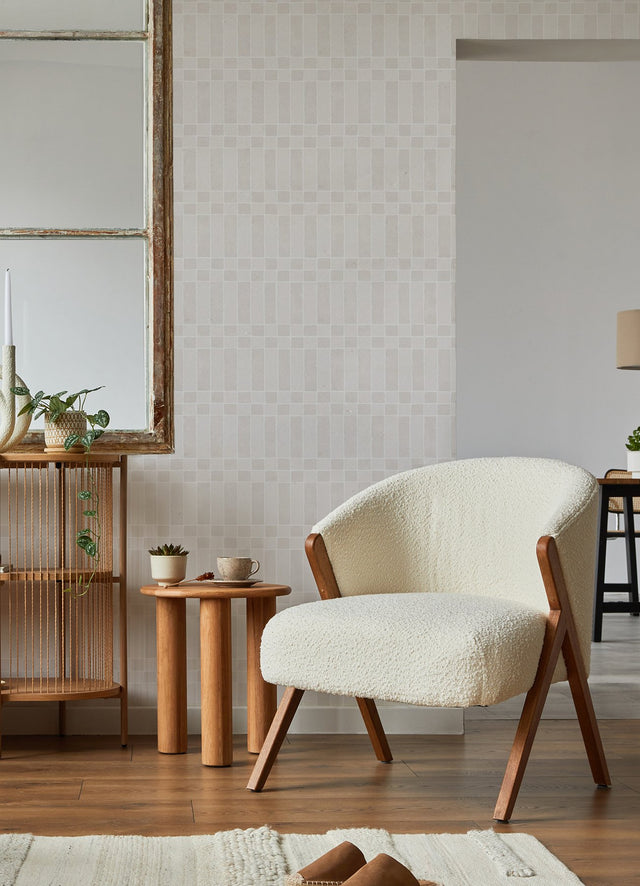Alix Cream Peel & Stick Wallpaper with Modern Geometric Pattern - NuWallpaper NUS4932