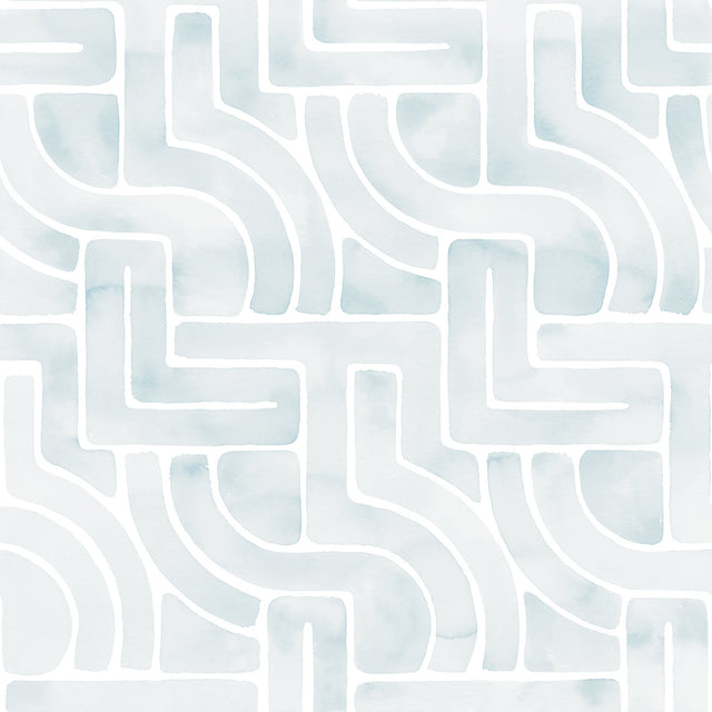 Blythe Blue Peel & Stick Wallpaper with Abstract Geometric Bohemian Pattern - NuWallpaper NUS4934