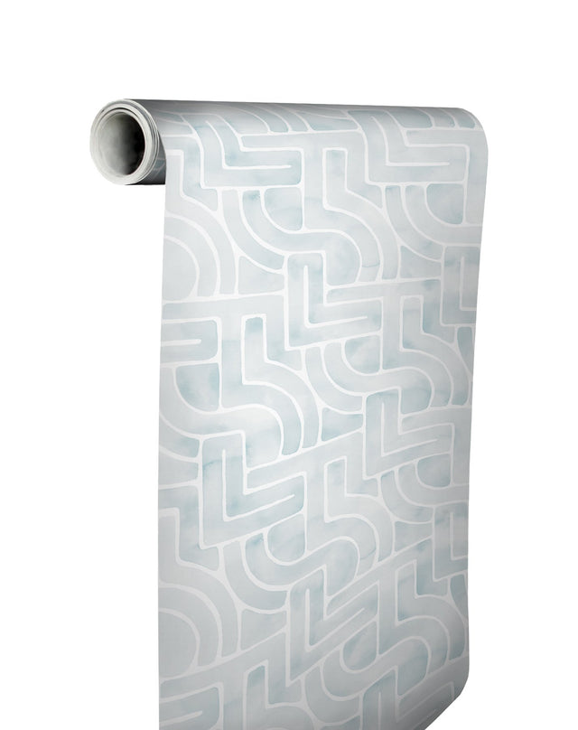 Blythe Blue Peel & Stick Wallpaper with Abstract Geometric Bohemian Pattern - NuWallpaper NUS4934