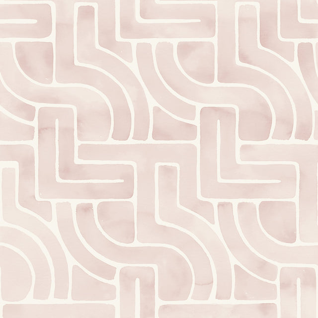 Blythe Blush Peel & Stick Wallpaper with Abstract Geometric Watercolor Motif - NuWallpaper NUS4935