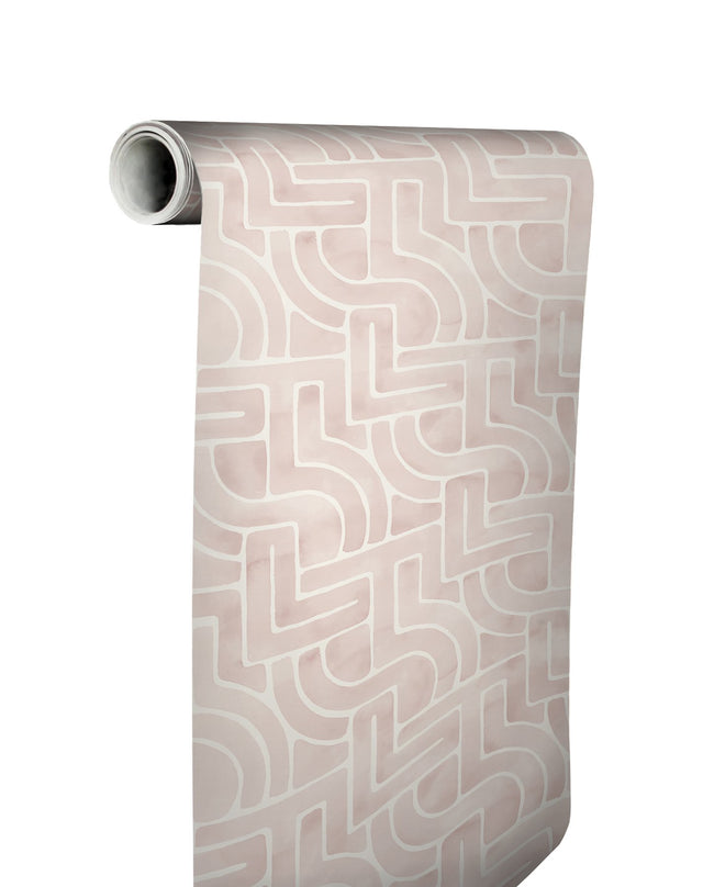 Blythe Blush Peel & Stick Wallpaper with Abstract Geometric Watercolor Motif - NuWallpaper NUS4935