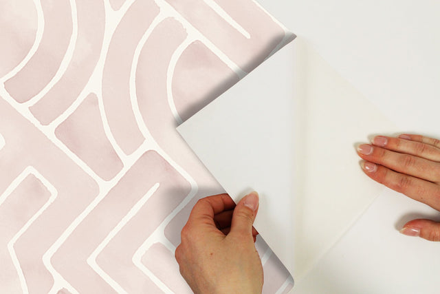 Blythe Blush Peel & Stick Wallpaper with Abstract Geometric Watercolor Motif - NuWallpaper NUS4935