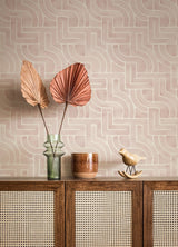 Blythe Blush Peel & Stick Wallpaper with Abstract Geometric Watercolor Motif - NuWallpaper NUS4935