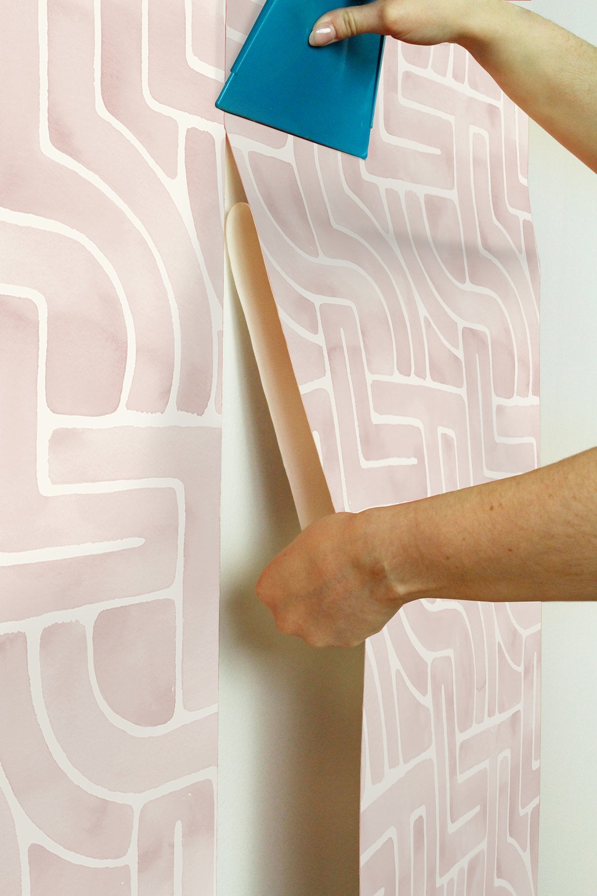Blythe Blush Peel & Stick Wallpaper with Abstract Geometric Watercolor Motif - NuWallpaper NUS4935