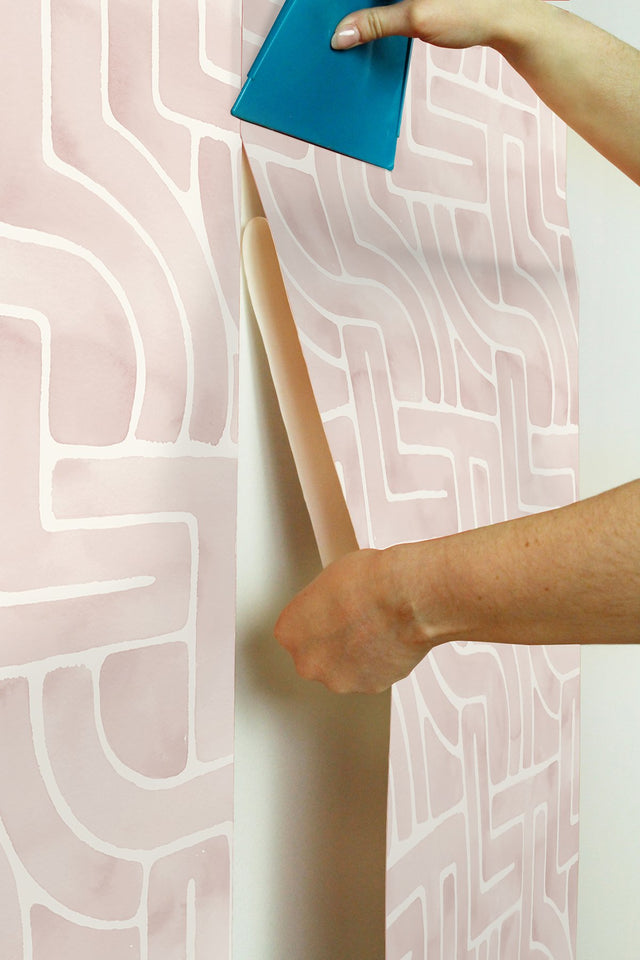 Blythe Blush Peel & Stick Wallpaper with Abstract Geometric Watercolor Motif - NuWallpaper NUS4935
