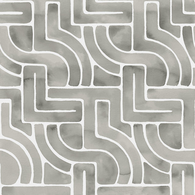 Blythe Grey Peel & Stick Wallpaper with Geometric Abstract Motif - NuWallpaper NUS4936