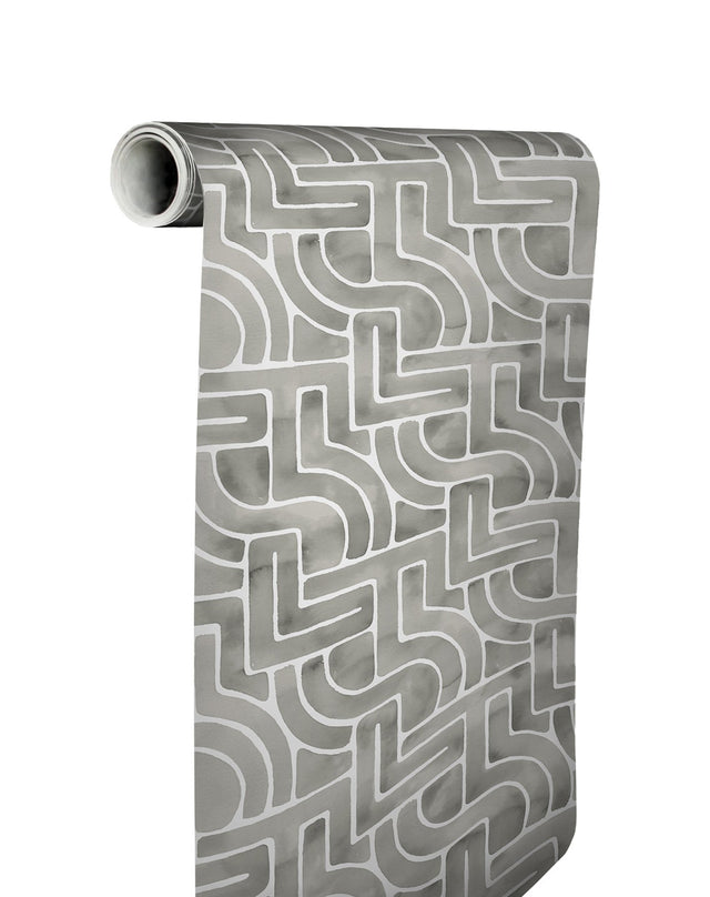 Blythe Grey Peel & Stick Wallpaper with Geometric Abstract Motif - NuWallpaper NUS4936