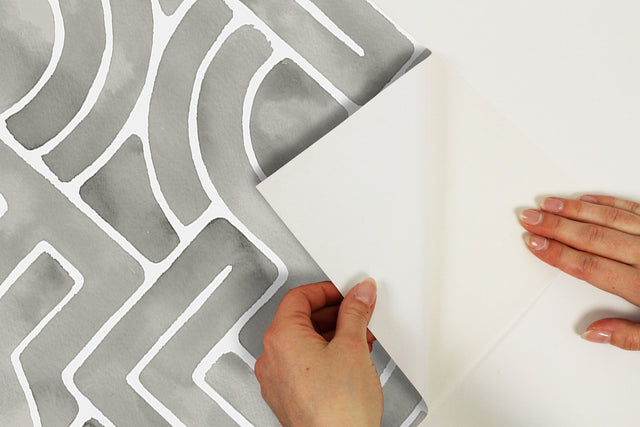 Blythe Grey Peel & Stick Wallpaper with Geometric Abstract Motif - NuWallpaper NUS4936