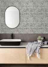 Blythe Grey Peel & Stick Wallpaper with Geometric Abstract Motif - NuWallpaper NUS4936