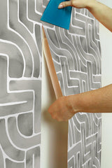 Blythe Grey Peel & Stick Wallpaper with Geometric Abstract Motif - NuWallpaper NUS4936