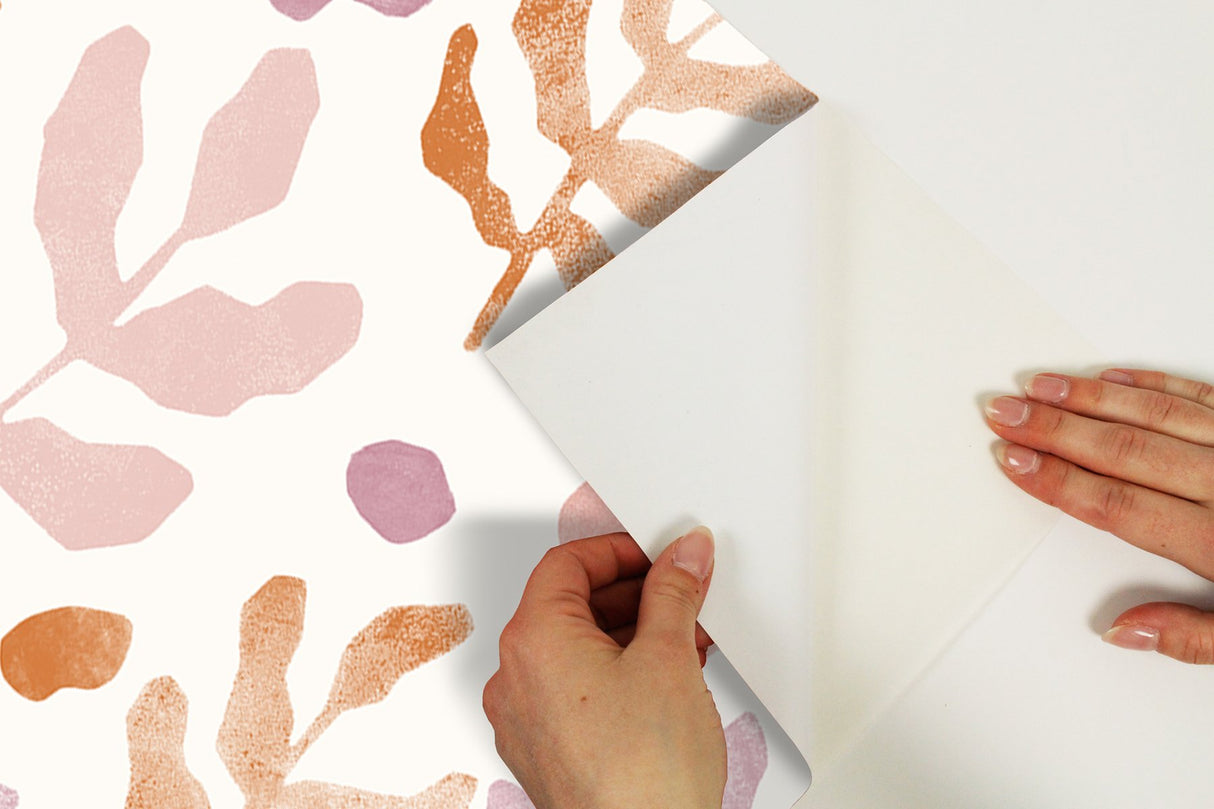 Mira Berry Peel & Stick Wallpaper with Bohemian Botanical Leaf Pattern - NuWallpaper NUS4939