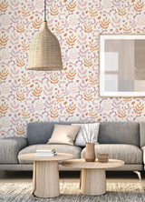 Mira Berry Peel & Stick Wallpaper with Bohemian Botanical Leaf Pattern - NuWallpaper NUS4939