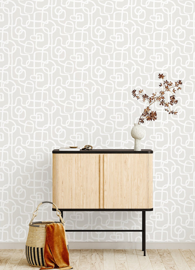Niko Cream Peel & Stick Wallpaper with Modern Abstract Geometric Pattern - NuWallpaper NUS4941
