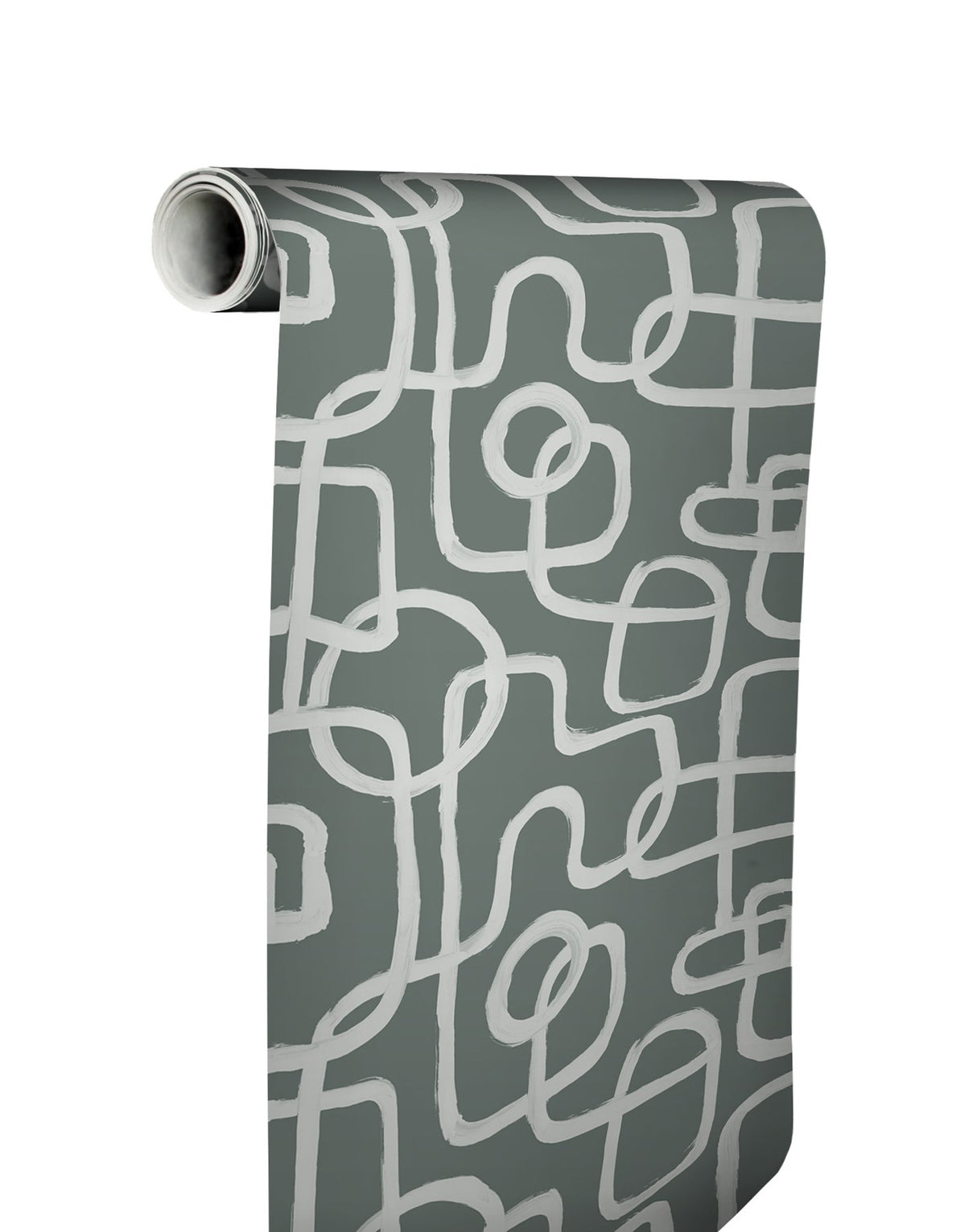 Niko Grey Peel & Stick Wallpaper with Modern Abstract Geometric Looping Motif - NuWallpaper NUS4942