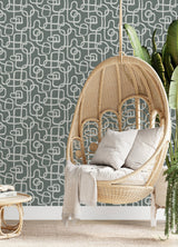 Niko Grey Peel & Stick Wallpaper with Modern Abstract Geometric Looping Motif - NuWallpaper NUS4942