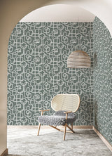 Niko Grey Peel & Stick Wallpaper with Modern Abstract Geometric Looping Motif - NuWallpaper NUS4942