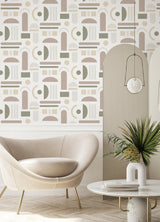 Wiles Terracotta Peel & Stick Wallpaper with Modern Geometric Abstract Pattern - NuWallpaper NUS4944