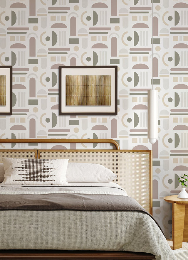 Wiles Terracotta Peel & Stick Wallpaper with Modern Geometric Abstract Pattern - NuWallpaper NUS4944