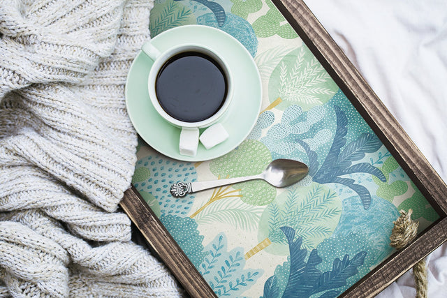 Keilani Teal Peel & Stick Wallpaper with Botanical Trees - NuWallpaper NUS4975