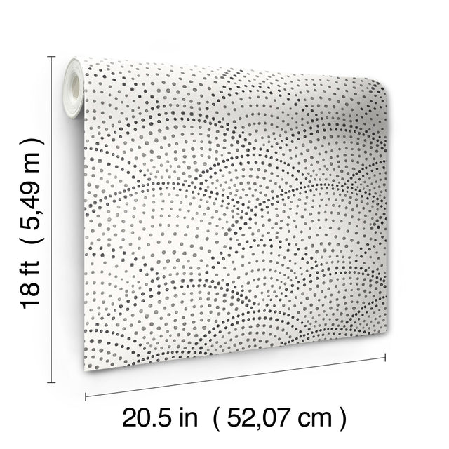 Danton Charcoal Peel & Stick Wallpaper with Whimsical Polka Dots Pattern - NuWallpaper NUS4976