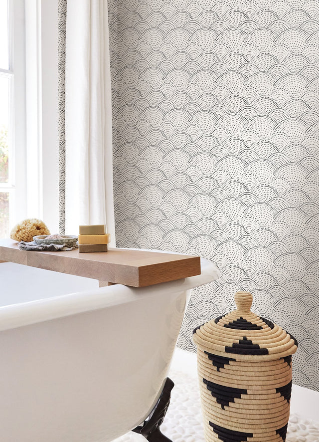 Danton Charcoal Peel & Stick Wallpaper with Whimsical Polka Dots Pattern - NuWallpaper NUS4976