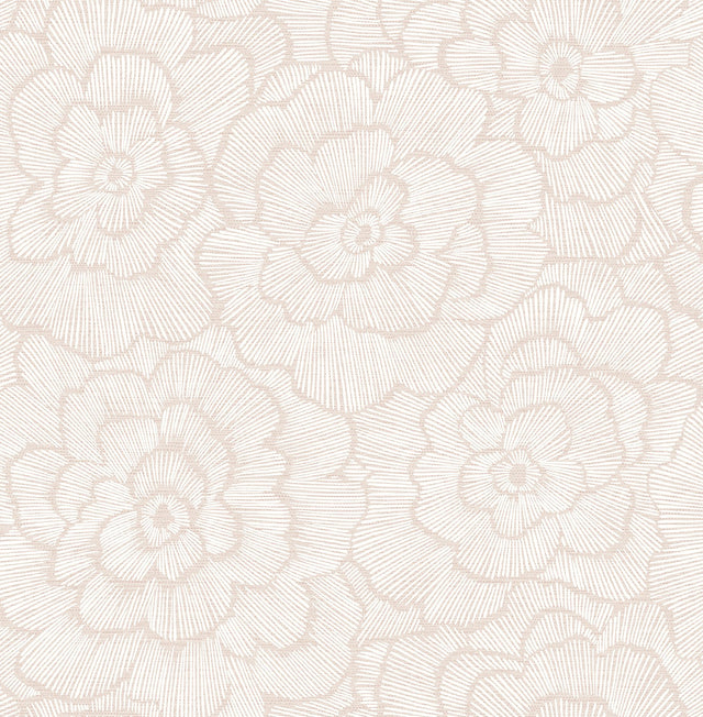 Saraya Pink Peel & Stick Wallpaper with Raised Ink Floral Pattern - NuWallpaper NUS4977