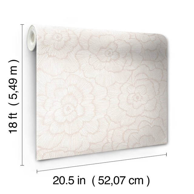 Saraya Pink Peel & Stick Wallpaper with Raised Ink Floral Pattern - NuWallpaper NUS4977