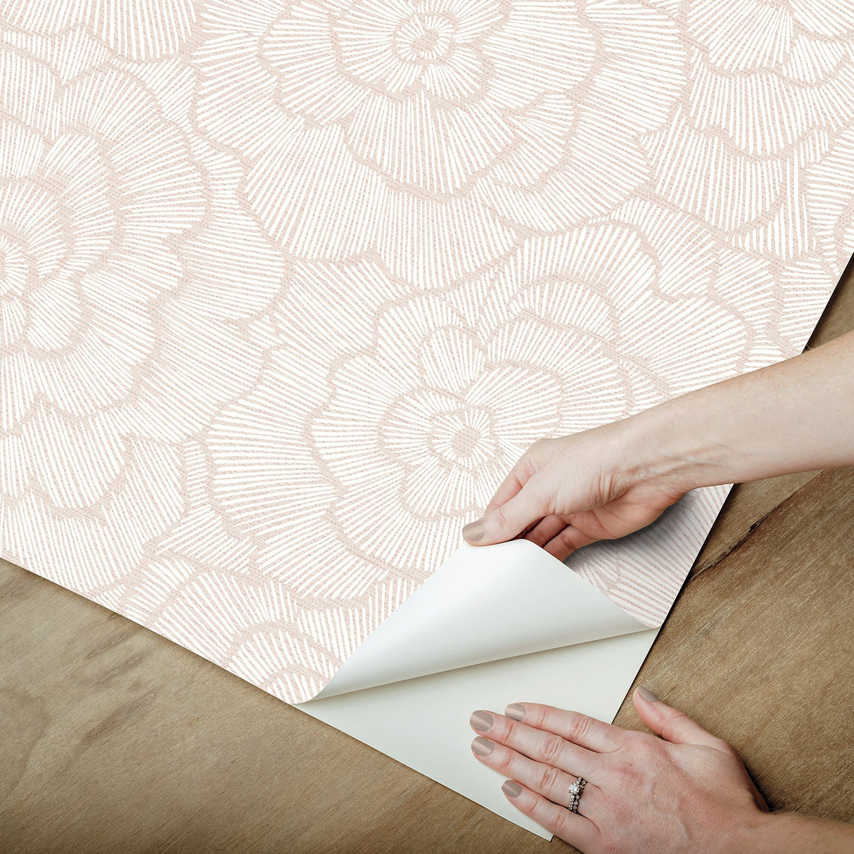 Saraya Pink Peel & Stick Wallpaper with Raised Ink Floral Pattern - NuWallpaper NUS4977