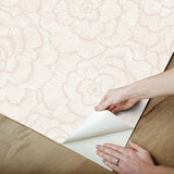 Saraya Pink Peel & Stick Wallpaper with Raised Ink Floral Pattern - NuWallpaper NUS4977