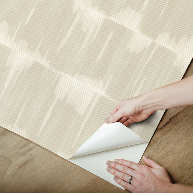 Dallas Beige Peel & Stick Wallpaper with Modern Stripes Pattern - NuWallpaper NUS4979