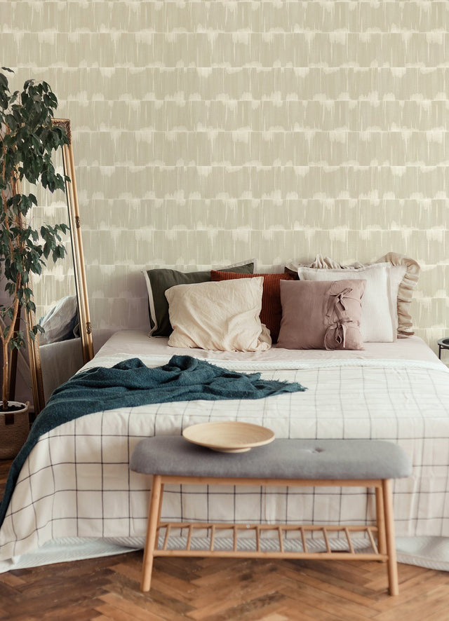 Dallas Beige Peel & Stick Wallpaper with Modern Stripes Pattern - NuWallpaper NUS4979