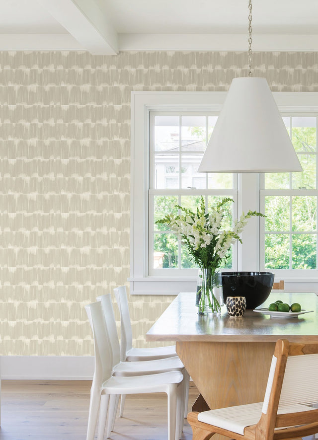 Dallas Beige Peel & Stick Wallpaper with Modern Stripes Pattern - NuWallpaper NUS4979