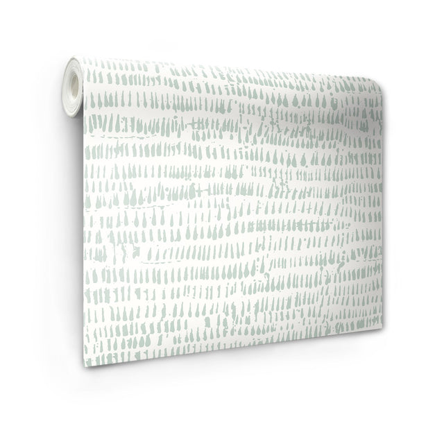 Kylver Seafoam Peel & Stick Wallpaper with Abstract Brushstroke Stripe Pattern - NuWallpaper NUS4980