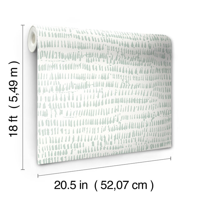 Kylver Seafoam Peel & Stick Wallpaper with Abstract Brushstroke Stripe Pattern - NuWallpaper NUS4980