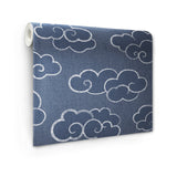 Alto Navy Peel & Stick Wallpaper with Whimsical Cloud Graphics - NuWallpaper NUS4981