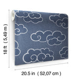 Alto Navy Peel & Stick Wallpaper with Whimsical Cloud Graphics - NuWallpaper NUS4981