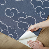 Alto Navy Peel & Stick Wallpaper with Whimsical Cloud Graphics - NuWallpaper NUS4981
