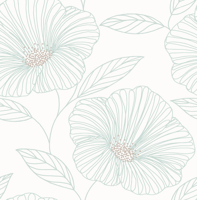 Floweret Seafoam Peel & Stick Wallpaper