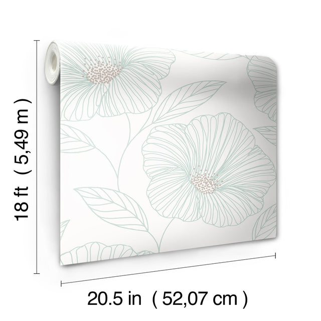 Floweret Seafoam Peel & Stick Wallpaper